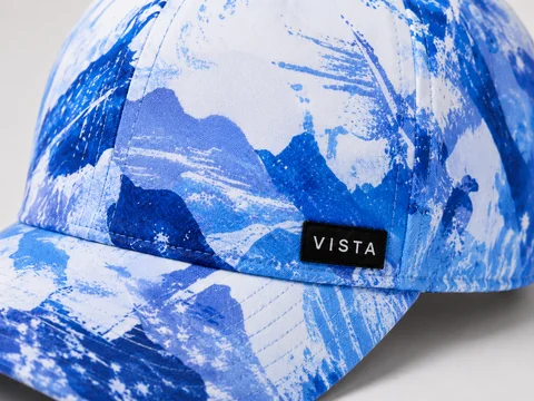 All-over blue sublimation print on a performance cap