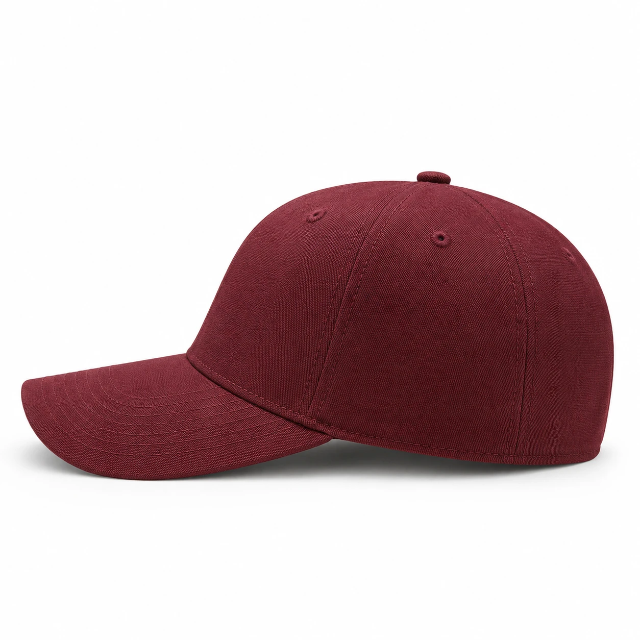 Red Oxford cotton fitted cap side view